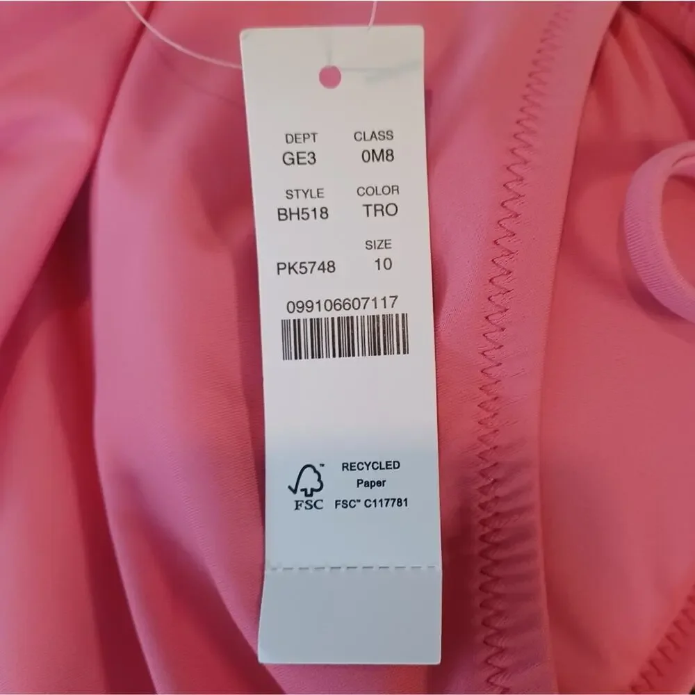 J. Crew Strappy Plunge Cheeky One-Piece Bead Detail Pink M NWT